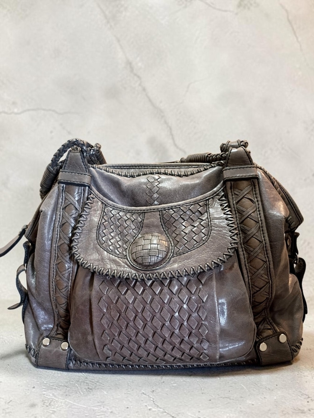 Vintage Lockheart Braided & Woven Leather Bag